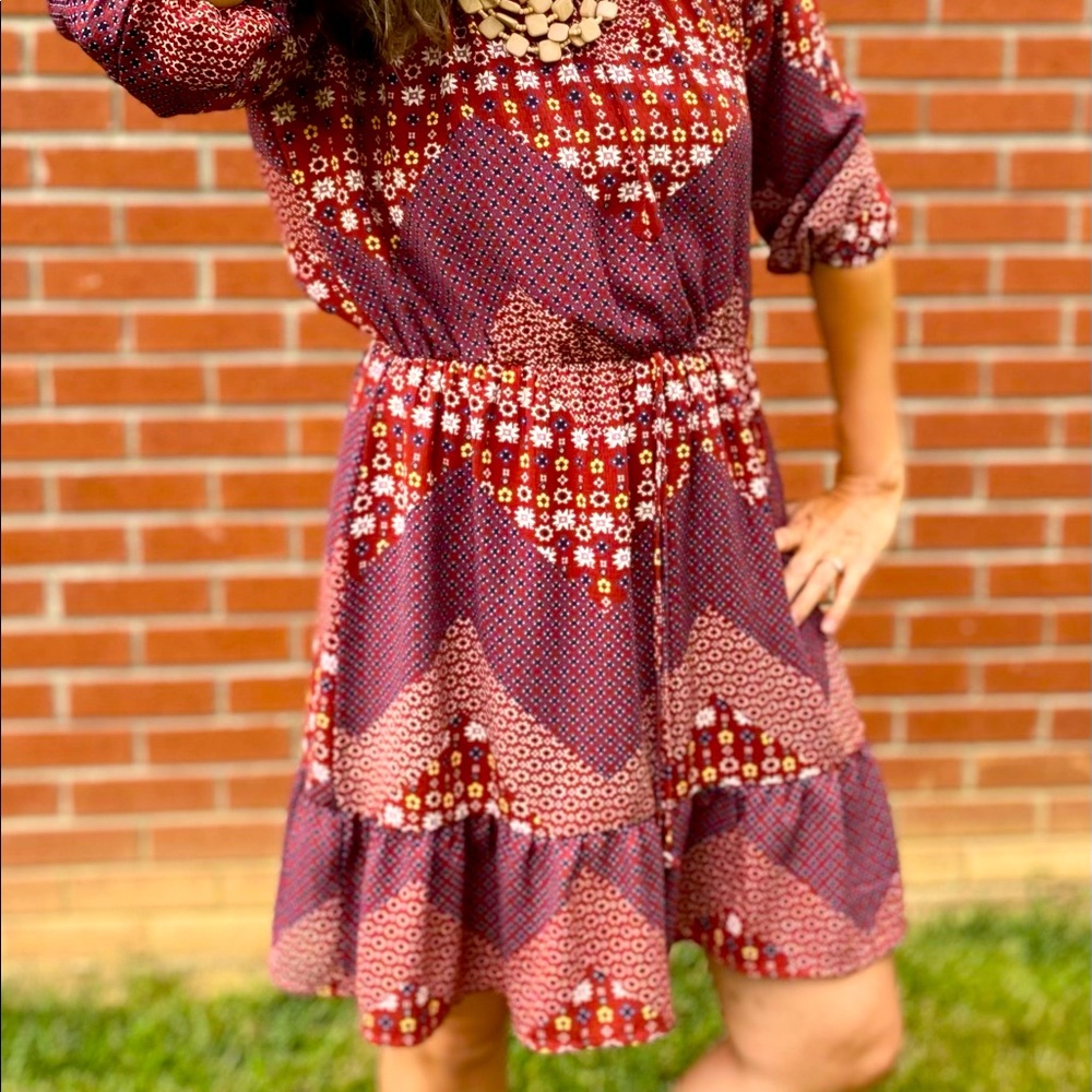 Maroon boho dress by Everly